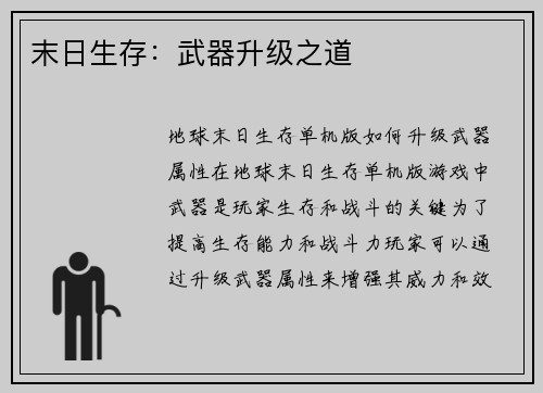 末日生存：武器升级之道